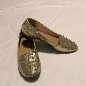 Gold studded loafers